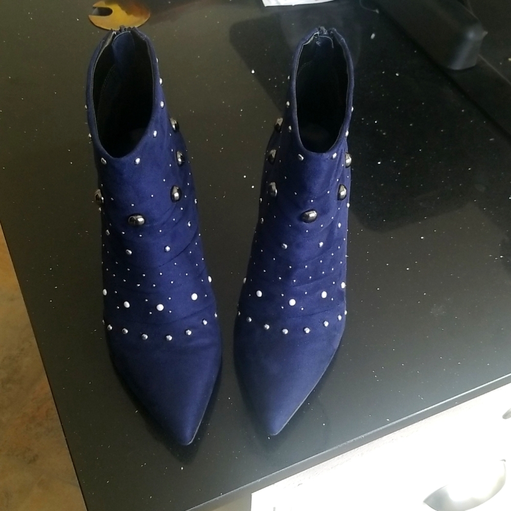 Navy Studded Bootie